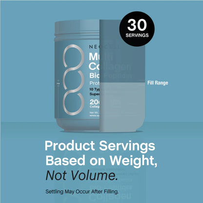 NeoCell Multi Collagen Bio-Peptides Powder | 22oz | Advanced with Hyaluronic Acid and Vitamin C | 10 Super Types of Collagen | Superior Absorption | Grassfed Protein Supplement